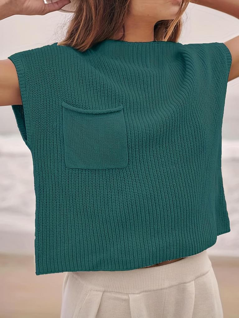 Frühlings-Freizeit-Strickpullover mit Rundhalsausschnitt Locker Gerippt Lässig