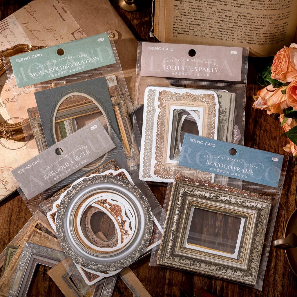 10pcs/pack Decor Scrapbook Vintage Sticker Materials Paper Retros Framework DIY Junk Journal Collage Po Album Retro Stickers