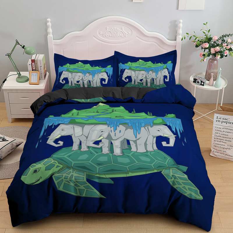 Bohemsk Elefant Sengetøy Sett Queen King Size Fargerikt 2/3 stk Dynetrekk Boho Psykedelisk Indisk Mandala Polyester Dyne Trekk