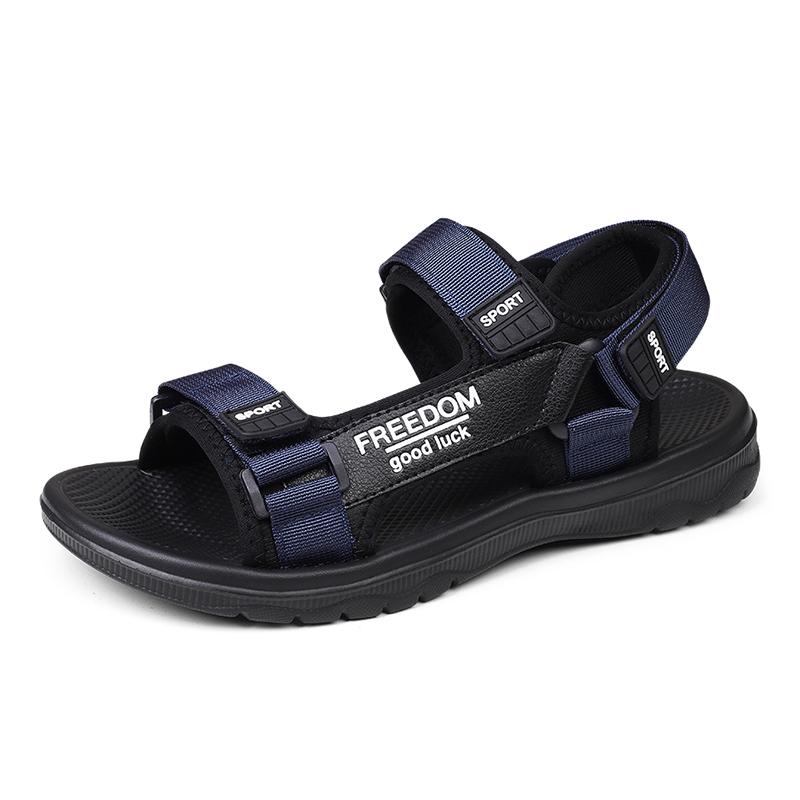

Summer Men s Sandals Outdoor Breathable Soft Bottom Flip Flops EVA Bottom Non-slip Beach Shoes High Quality Plus Size Men Shoes 43 синий