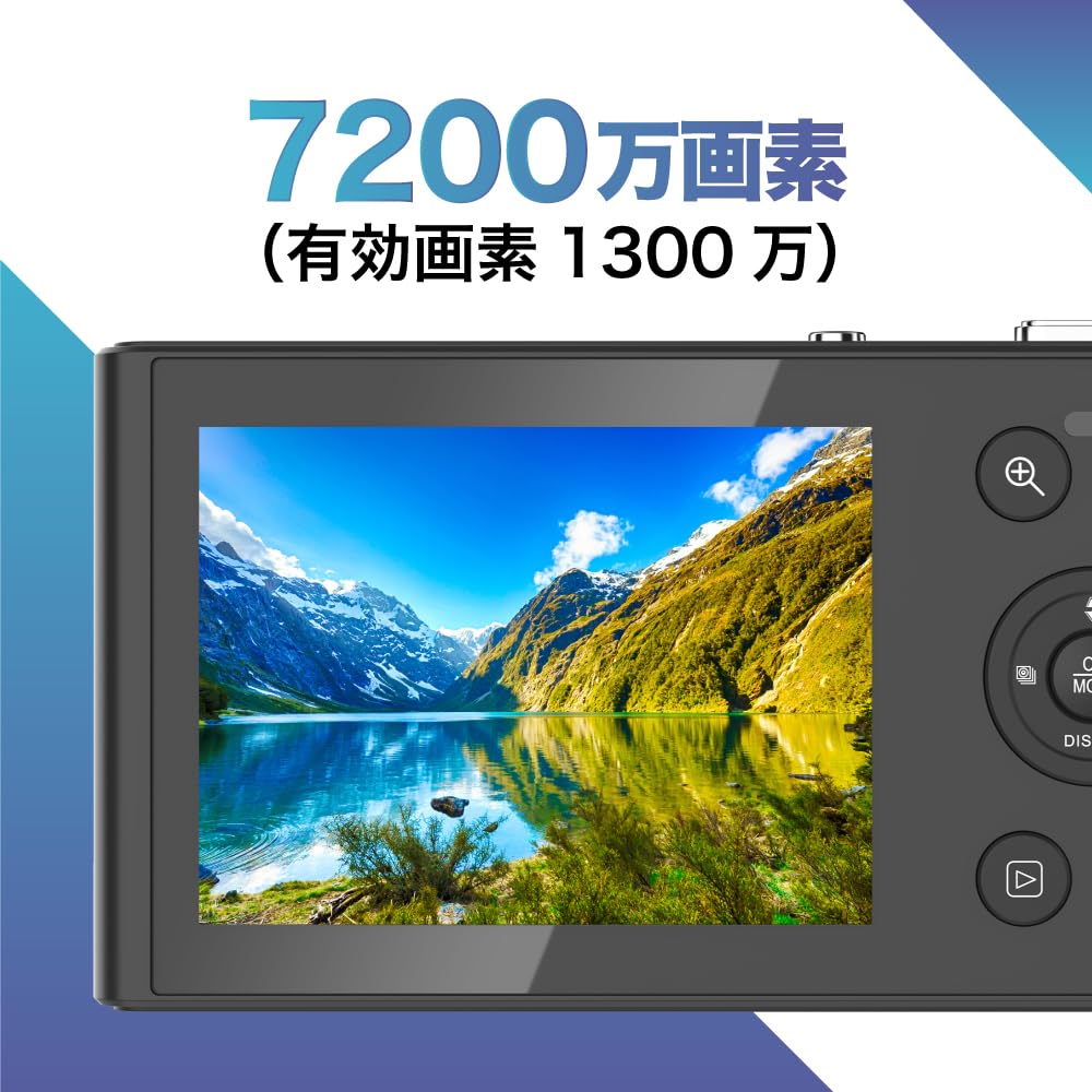 Slim 13MP Effective 5K 16x Digital Compact Digital Ideal for School 1cm Thin Camera, Black, Pixels, Video, Autofocus, Zoom, Built-in Type-C Charging,