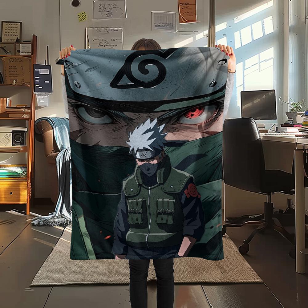 Kakashi Hatake Anime Pattern Flannel Blanket, High Quality Comfortable for All Seasons, Home Decor, Warmth and Comfort, Perfect for Gifts.