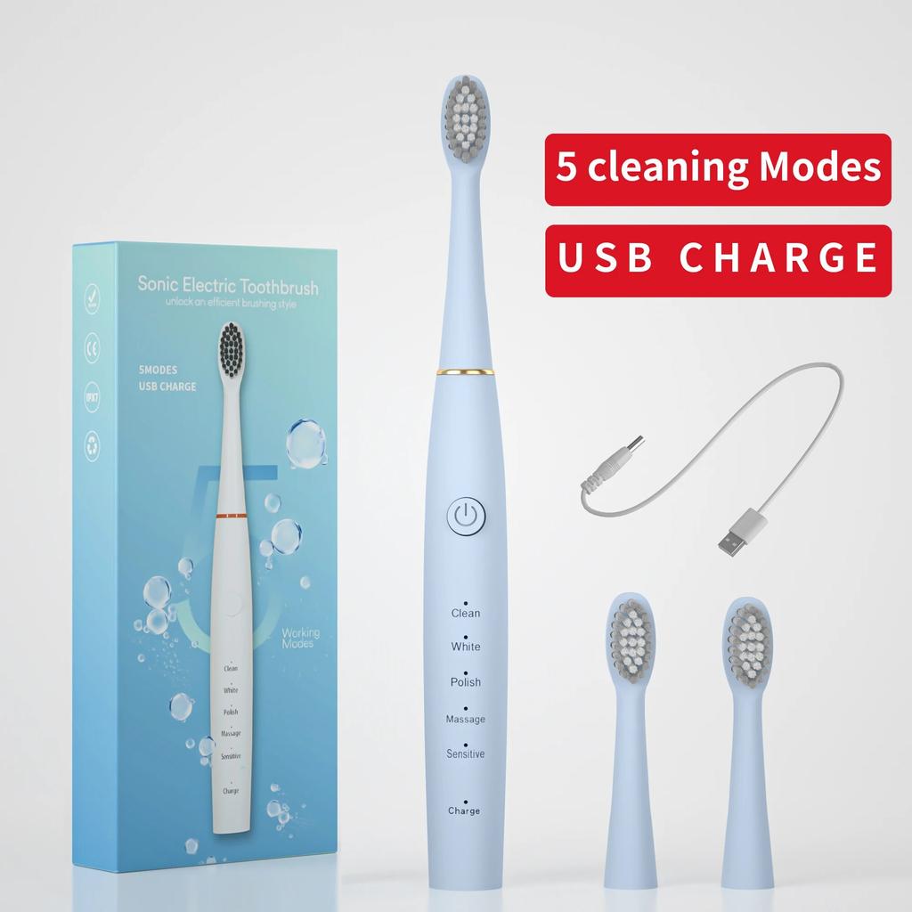 Electric Toothbrush for Adults Soft and Comfortable 3D DuPont Bristles 5 Smart Modes Portable IPX7 Waterproof Intelligent