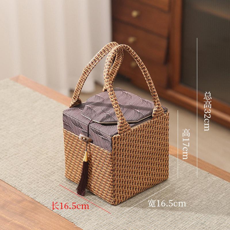 

Плетеная из ротанга сумка-мешок Универсальные коробки для хранения чайных блинов Пуэр Керамическая банка для чая Пустая подарочная коробка Регулируемая перегородка 1 шт. Other