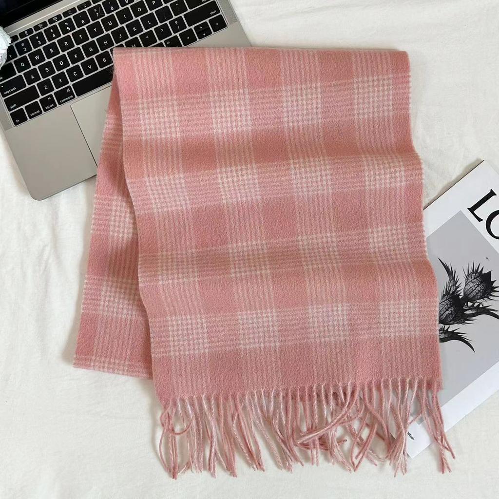 Xiaohongshu Popular Cherry Red New Year'S Red 100% Wool British Versatile Scarf Women'S And Men'S Cashmere Warm Scarf