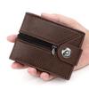 Men's Bifold Short Wallet Simple Magnetic Buckle Purse with Zipper Change Bag Multiple Card Slots and Large Capacity Wallet