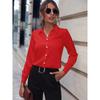 Chemise Femme Tempérament Décontractée Ample Confortable Bouton Revers Mode Chemise Couleur Unie Manches Longues Chemise de Bureau Femme