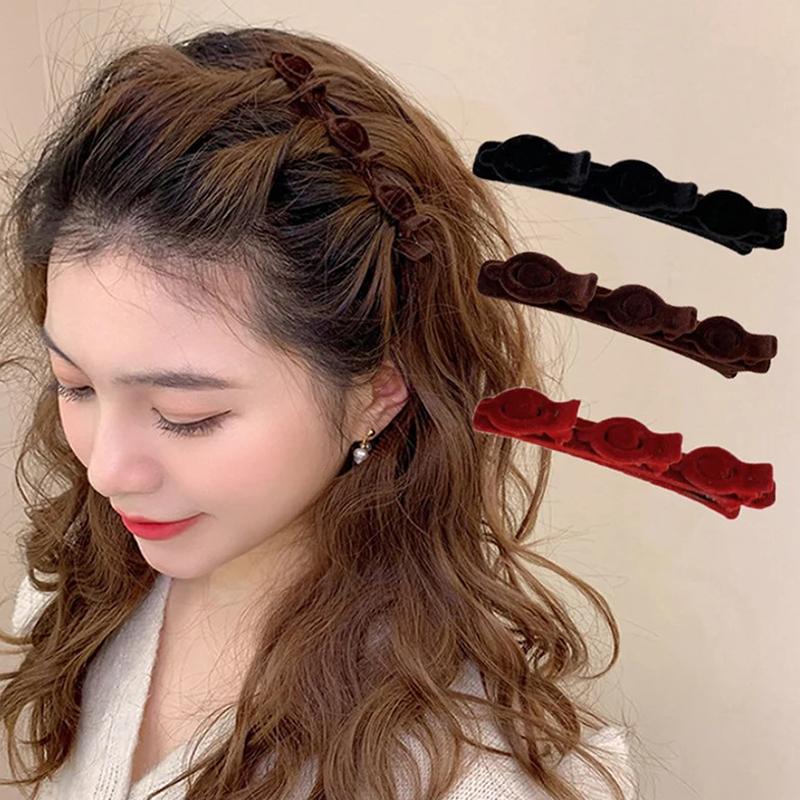 Beflockte Pony Haar Clip Kopfbedeckungen Frauen süße Haarspangen Hairgrip geflochtene Haarnadeln Haar-Accessoires