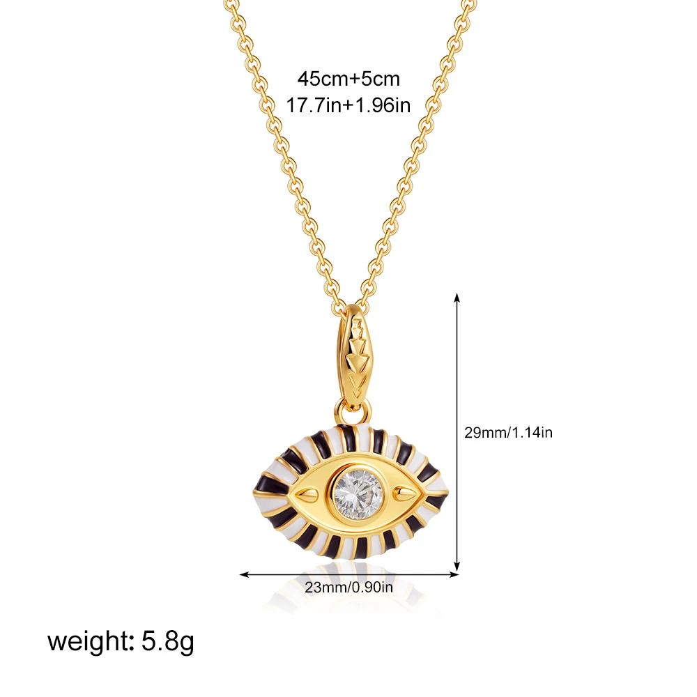 Vintage Multicolor CZ Zircon Enamel Evil Eye Pendant Necklace for Women Fashion Gold Plated Oil Drip Charm Collar Jewelry Gifts