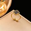 Anello da donna in acciaio al titanio 18k di alta qualità con quadrifoglio, regolabile, con apertura a forma di cento anelli alla moda