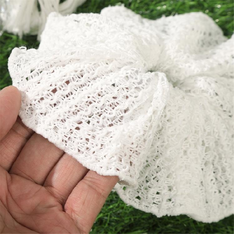 Französisch Weiß Texturiertes Scrunchie Haargummi Dehnbarer Stoff Sanftes Haaraccessoire Für Büro Party Alltag