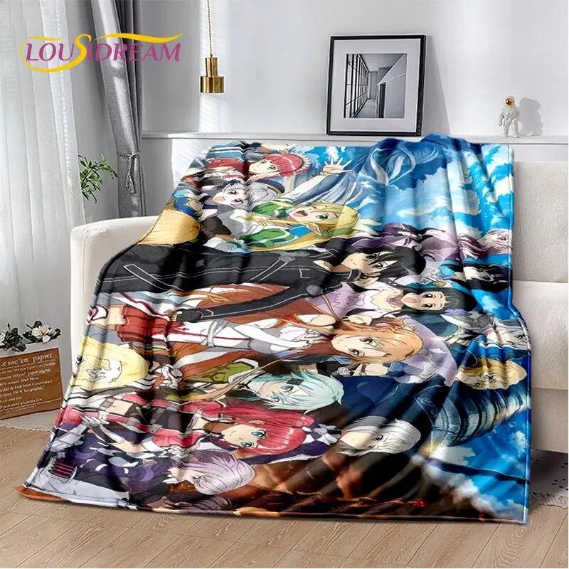 Sword Art Online SAO Anime Cartoon Soft Plush Blanket,Flannel Blanket Throw Blanket for Living Room Bedroom Bed Sofa Picnic Kids