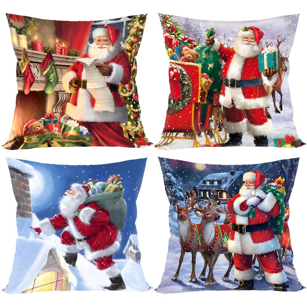 Christmas Santa Cushion Cover Pillowcase Merry Christmas Decor For Home 2025 Navidad Natal Cristmas Xmas Gift Happy NewYear 2025