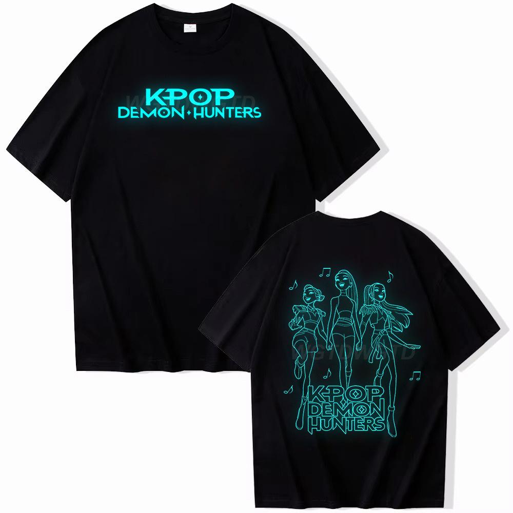 

Women s T-shirts KPop Demon Hunters Witch Hunter Reunion Collar Short Sleeve Loos Top Cotton T-shirt 3XL