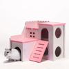 Wooden Hamster Deluxe Double Deck Villa Natural Living Hideout Hut Toy Small Animal Chew Toy for Hamster Cage