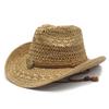 Western Cowboy Hat Hollow Lafite Straw Hat Men'S And Women'S Summer Beach Jazz Hat Knight Big Brim Sun Hat