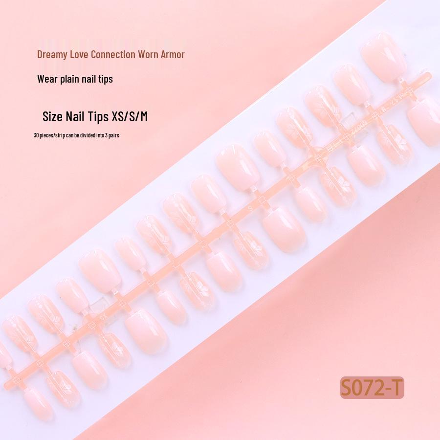 Gradient Pink & White Flower Nail Art Tips - 30 Pieces, Various Sizes