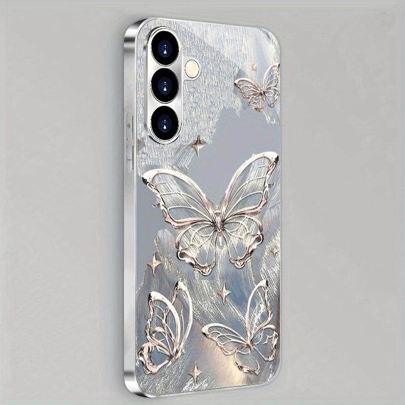 Kristallschmetterling Muster Glas Handyhülle geeignet für Samsung Galaxy S26 S25 S24 S23 S22 S20FE/Ultra/Plus Anti-Fall Rückabdeckung