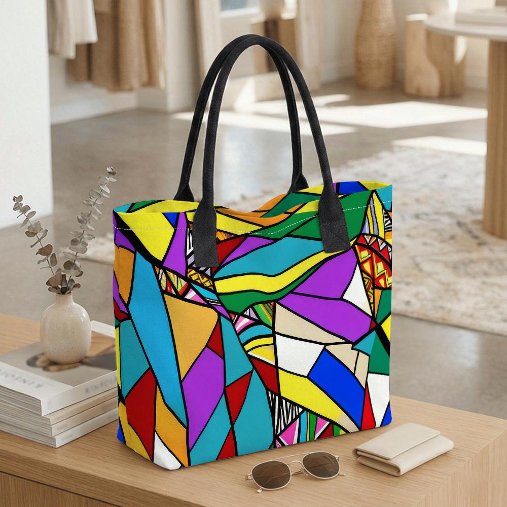 Colorful Geometric Print Tote Bag Large Casual Fashion Shoulder Bag for Daily Use