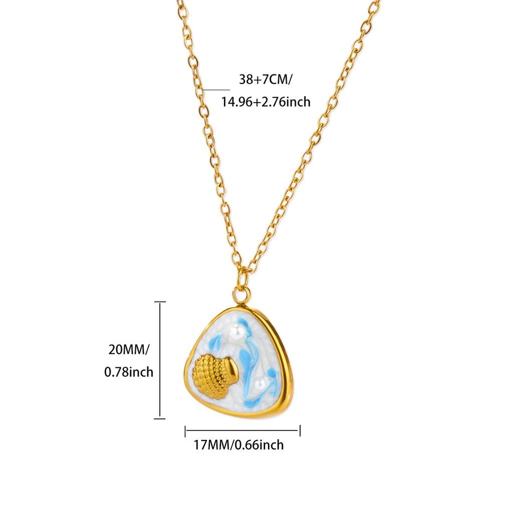 Stainless Steel Heart Star Necklace for Women Gold Color Anti Fading Choker Marine Life Zircon Summer Vacation Accessories Gift