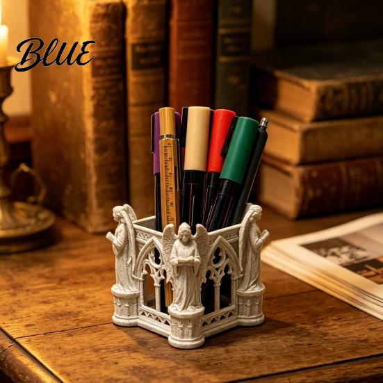 Workplace Organization Tools Cathedral Arch Shape Pen Holder Large Capacity Desktop Organizer