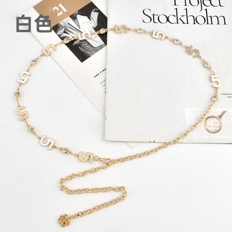 

Нишевая Персонализированная Металлическая Поясная Цепь Женская Тренд Цифровые Стразы Инкрустированный Ремень Юбка Декоративная Цепочка для Тела