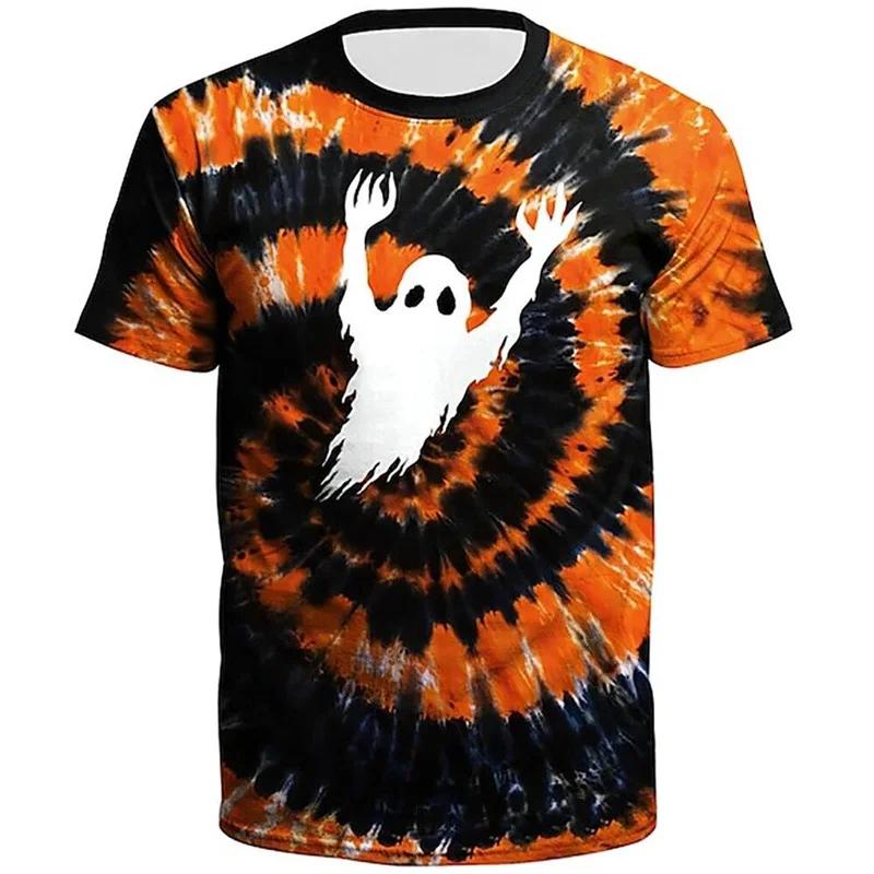 Funny Halloween Pumpkin T-shirt Men's 3D Printed Fashion Round Neck T-shirt Top Children's Short Sleeve Summer T-shirt