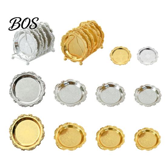Easy To Clean Jewelry Tray Vintage Embossed Stainless Steel Tray, Serving Platter for Desserts, Fine Workmanship Storage Organizer, Snack Plate,