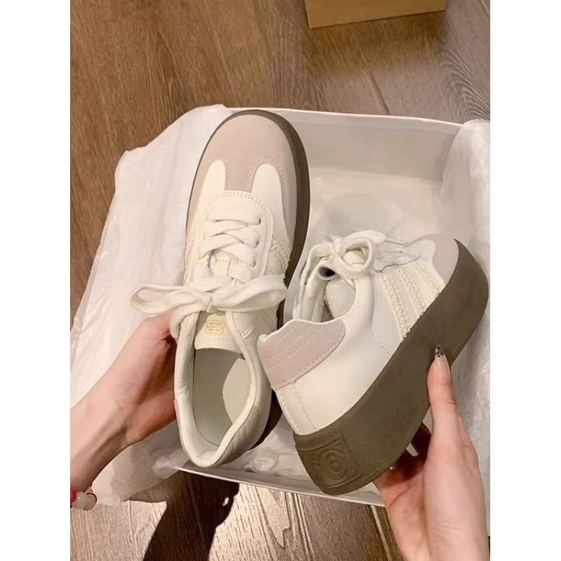 Platform shoes women's spring and summer round head versatile casual shoes niche retro silver sports shoes