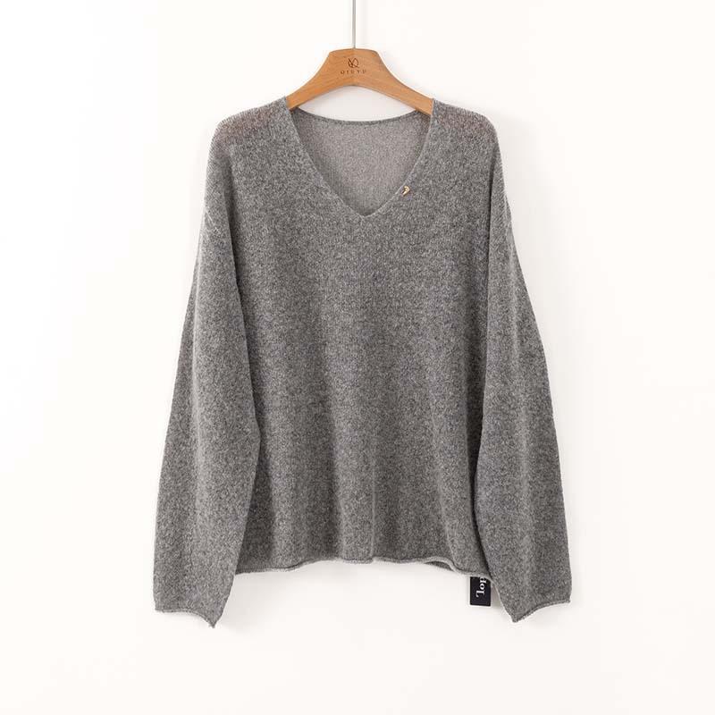 Soft ufu mohair wool blended collar loose knitted jumper women's lazy wind inner with bottoming sweater