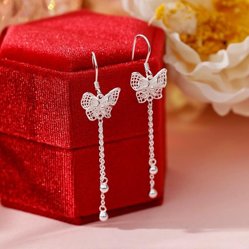 

Hollow Bow Tassel Ear Hook Women s Light Luxury Niche Design Stud Earrings Chinese Style Anti-allergic Earrings