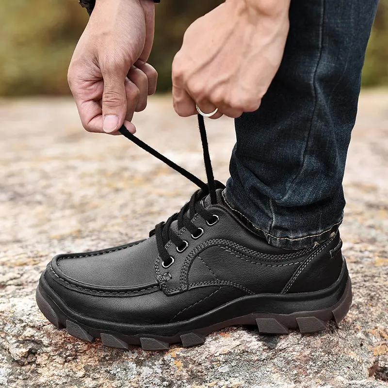 Genuine Leather Male Comfortable Loafers Male All Match Flats Outdoor Mens Casual Hiking Shoes Men Non Slip Walking Footwear