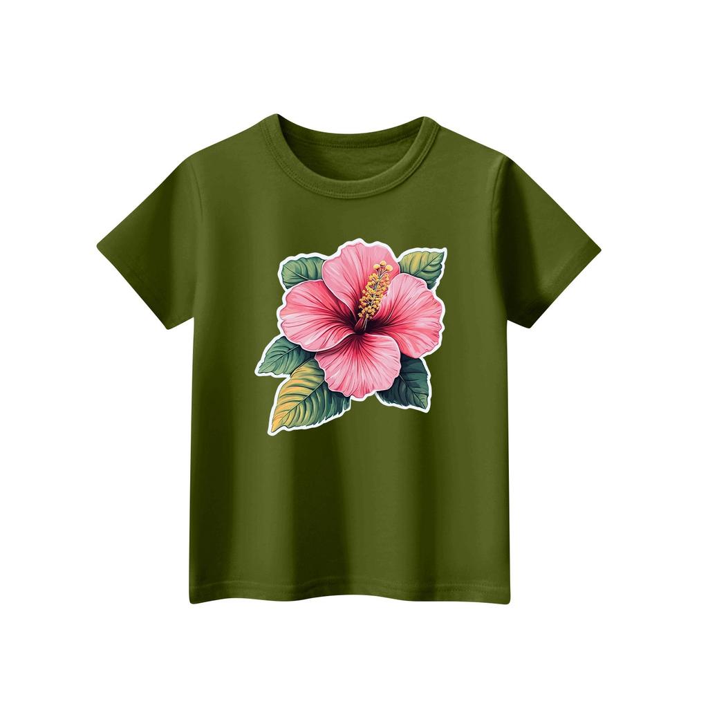 Children's Fashion Daily Printed Round Neck Short Sleeved Casual T-shirt Top