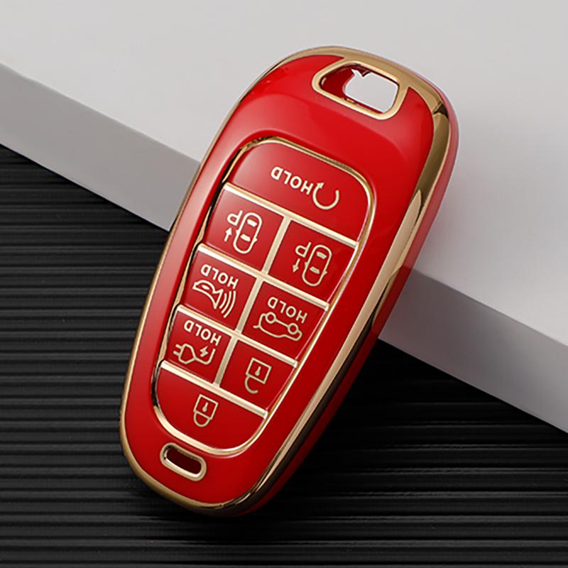 8-knappars mjuk TPU bilnyckelfodral Fob för Hyundai Sonata Hybrid NEXO NX4 Nya Grand Santa Fe Tucson 2021 2022 Keyless Entry Accessories
