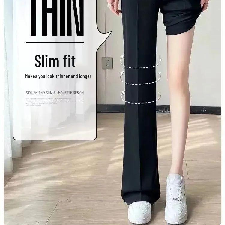 Women's Black High-Waisted Summer Suit Pants - Thin, Floor-Length, Straight, Petite, Narrow, & Wide-Leg Options