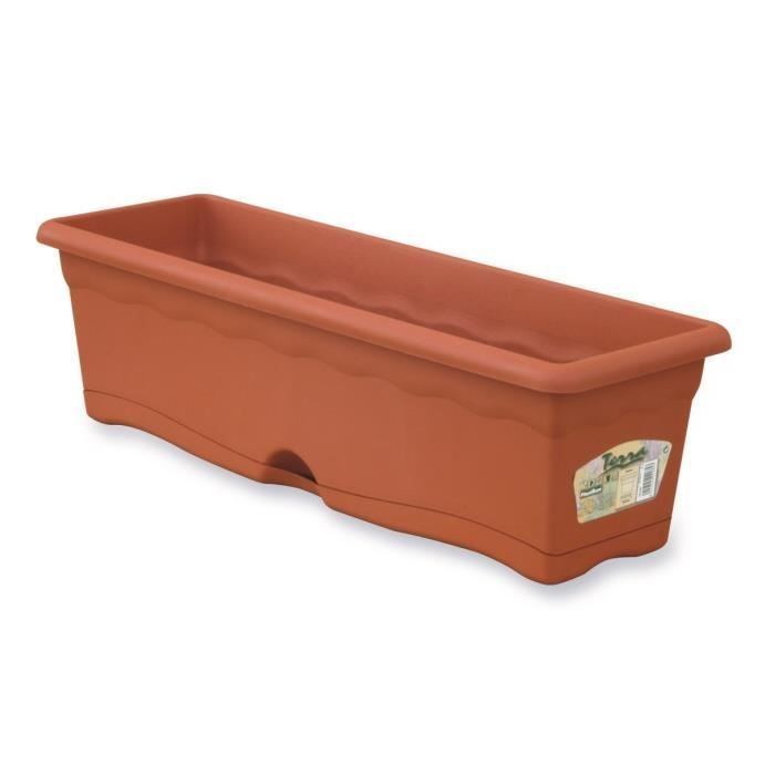 PLASTIKEN Jardinière rectangulaire Ø 60 X 20 cm avec plateau - Terracotta