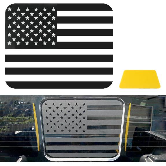 Alpmosn Matte Rear Middle Window n Flag Decal for Ford F150 F250 F350 (2015-2024) - Vinyl Carving Truck Sticker with Transfer Film, Ford F150