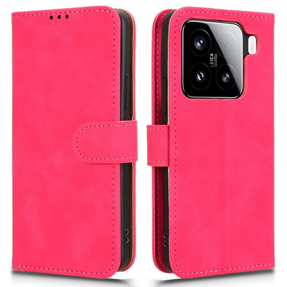 

For Xiaomi 15 Pro Leather Case Skin-Feel Anti-Drop Wallet Flip Phone Cover Rose
