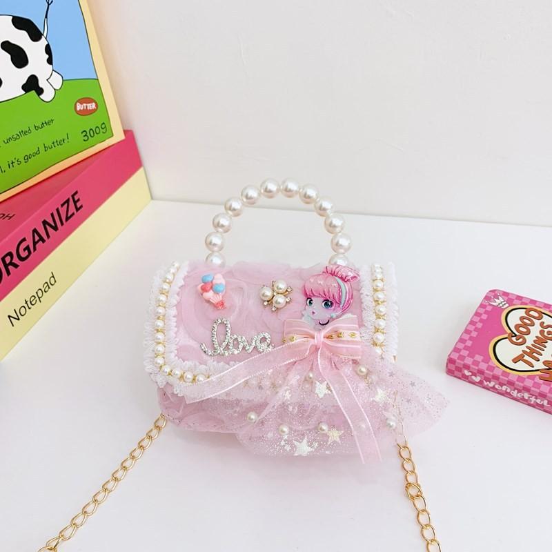 Lightweight Pearl Charming Shoulder Bag For Girls Featuring Cute Princess Design