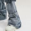 Womens Harajuku Punk Rock Denim Leg Warmer Socks Gothic Bandage Buckled Knee High Foot Cover Aesthetic Grunge Streetwear
