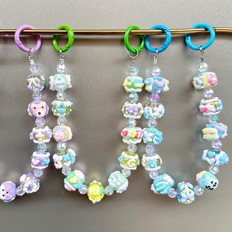 Eleganter handgefertigter Perlen-Schlüsselanhänger-Anhänger Handy-Kettenriemen Mode Handyseil Damen Telefon-Lanyard Schmuck