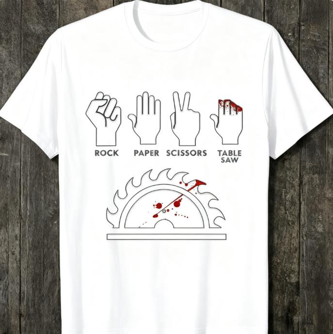2025 Rock Paper Scissors Table Saw Funny Carpenter T-Shirt Prevailing Men's Tees Normal Top T-shirts 100% Cotton Slim Fit