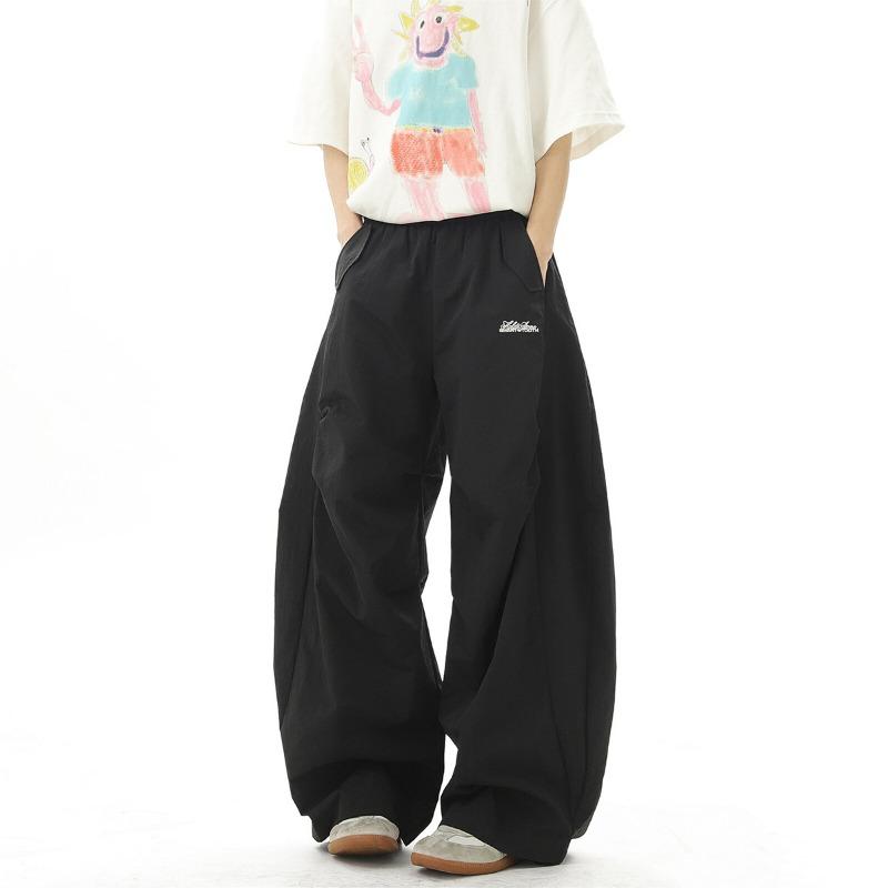 

Dopamine Casual Pants Men s and Women s Spring New Letter Embroidery Loose Jazz Dance Mopping Scimitar Pants S чёрный