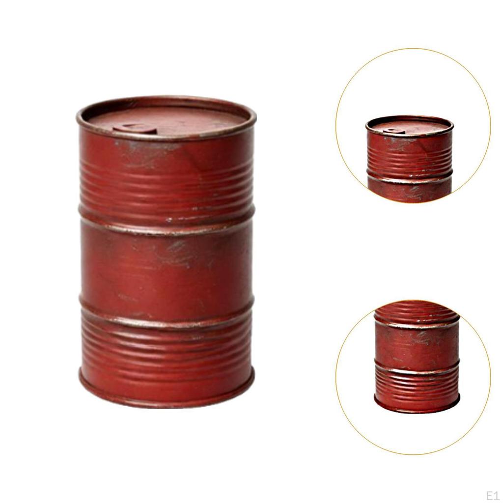 Oil Barrel Model Decoration Accessories 1/64 Compact Collectible Miniature Sculpture Weathered for