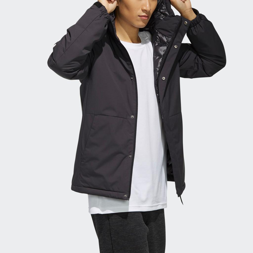 Adidas 3ST Down Jacket Solid Color Hooded Men Outerwear Black EH3995