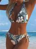 1011 European and American New Swimsuit Sexy Gathering Split Multi-color Optional Drawstring Printed Bikini