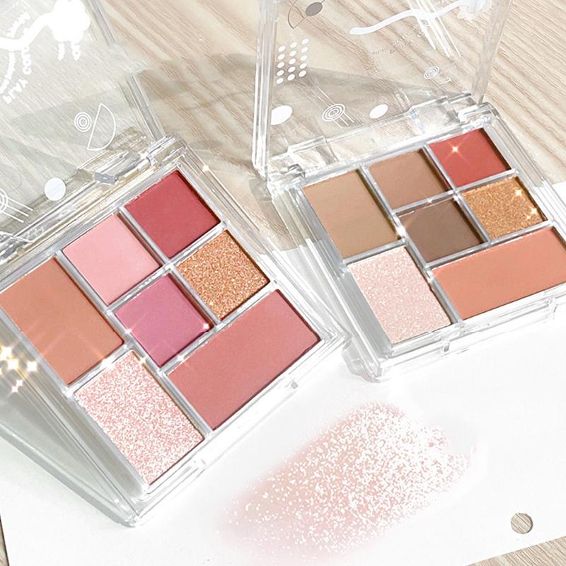 1PC Transparent Party Pearlescent Date Makeup Earth Color Eye-catching Seven Colors Stage Eye Shadow Plate Makeup Multi-function