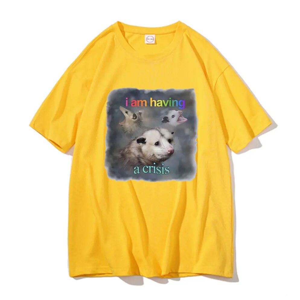 

Забавная футболка с рисунком Possum Meme I Am Crisis Possum Word Art, милая женская футболка унисекс, повседневная футболка большого размера, уличная одежда 4XL