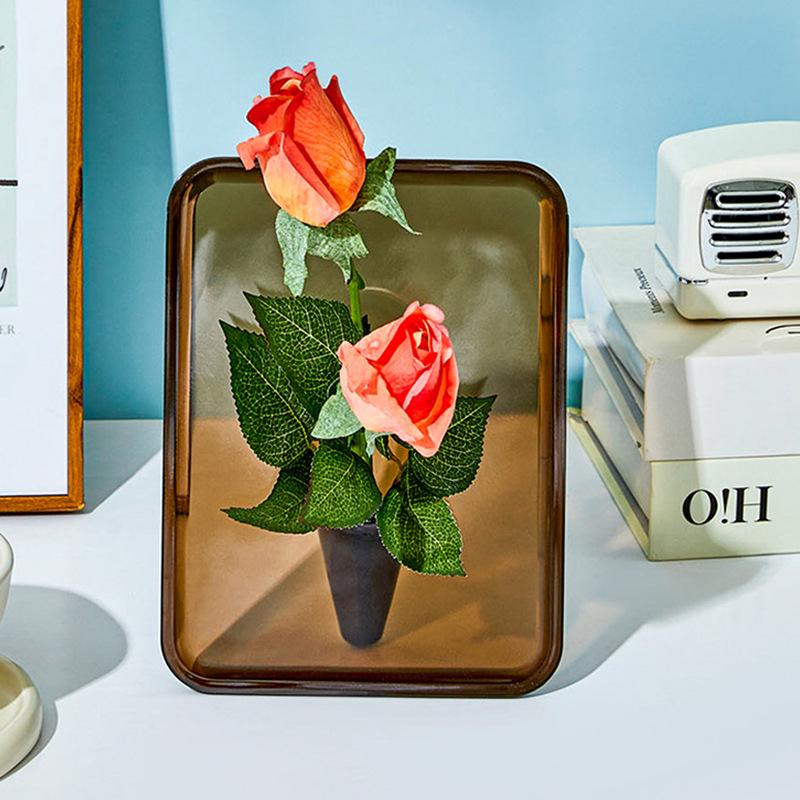 Acrylic Transparent Photo Frame and Decorative Flower Vase for Home Decor