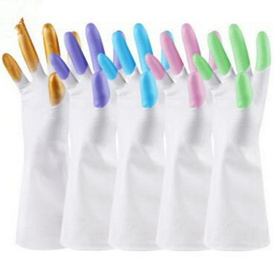 

Thick Winter Fleece-Lined Waterproof Latex Cleaning Gloves with Long Cuffs